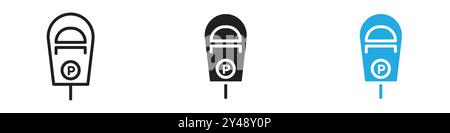 Parking meter icon vector line logo mark or symbol set collection outline style Stock Vector