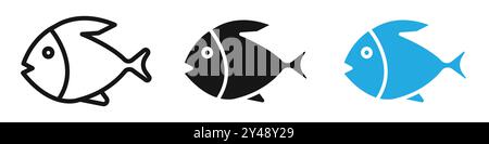 fish icon vector line logo mark or symbol set collection outline style Stock Vector