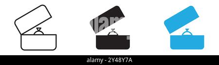 Ring box icon vector line logo mark or symbol set collection outline style Stock Vector