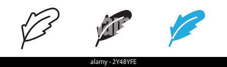 Feather icon vector line logo mark or symbol set collection outline style Stock Vector