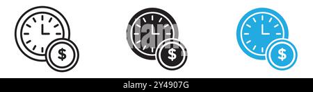 Time is money icon vector line logo mark or symbol set collection outline style Stock Vector