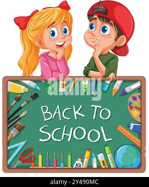 Children excited for the new school year Stock Vector