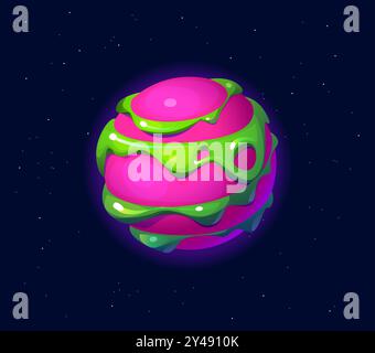 Green alien planet surface with toxic neon substance in cracks, stones ...