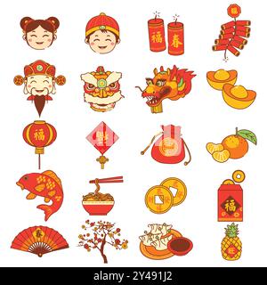 Lunar year icons. Chinese new year icon. Vector illustration Stock ...