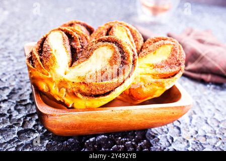 Easter breakfast Holliday concept. Easter bunny buns rolls with cinnamon Stock Photo