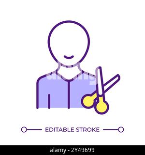 Barber scissor RGB color icon Stock Vector