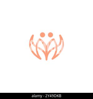 Letter M Lotus People Logo Design Stock Vector