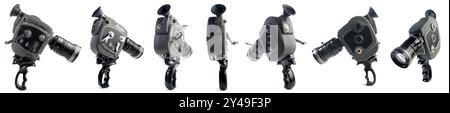 Old black and white Vintage Film Beaulieu Camera isolated on white Background - Panorama Stock Photo