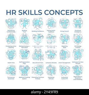 HR skills soft blue concept icons Stock Vector