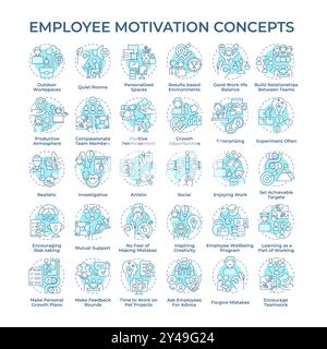Employee motivation soft blue concept icons Stock Vector