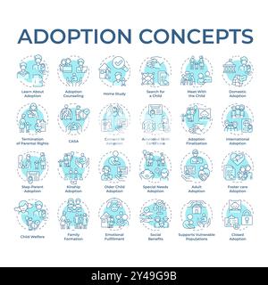 Adoption soft blue concept icons Stock Vector