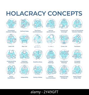 Holacracy soft blue concept icons Stock Vector