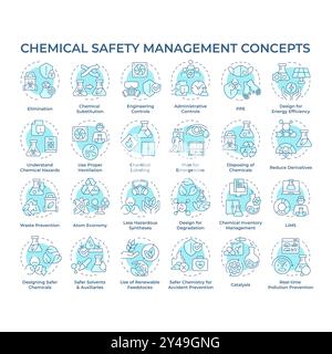 Chemical safety management soft blue concept icons Stock Vector