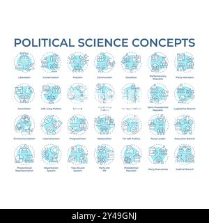 Political science soft blue concept icons Stock Vector