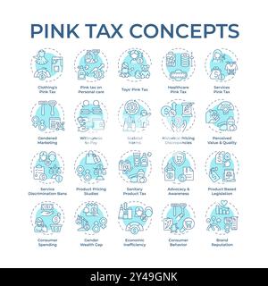 Pink tax soft blue concept icons Stock Vector