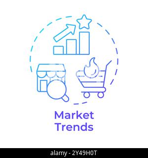Market trends blue gradient concept icon Stock Vector