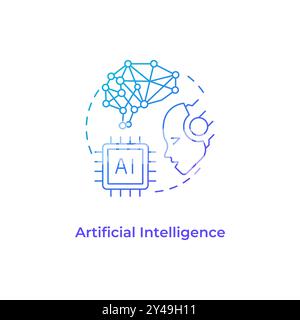 Artificial intelligence blue gradient concept icon Stock Vector