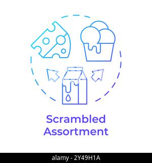 Scrambled assortment blue gradient concept icon Stock Vector