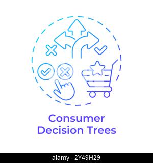 Consumer decision trees blue gradient concept icon Stock Vector