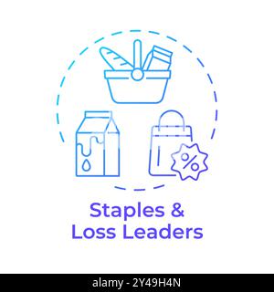 Staples and loss leaders blue gradient concept icon Stock Vector