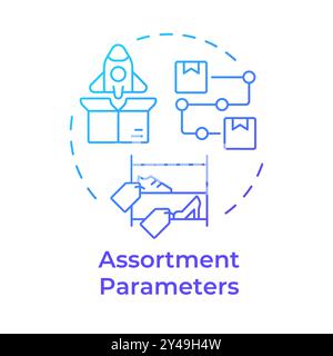 Assortment parameters blue gradient concept icon Stock Vector