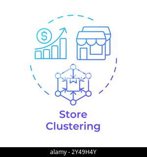 Store clustering blue gradient concept icon Stock Vector