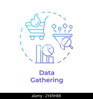 Data gathering blue gradient concept icon Stock Vector