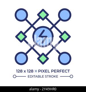 Smart energy grid pixel perfect RGB color icon Stock Vector