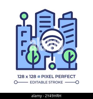 Smart city pixel perfect RGB color icon Stock Vector