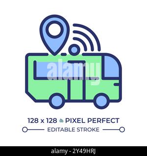 Public transit tracking pixel perfect RGB color icon Stock Vector