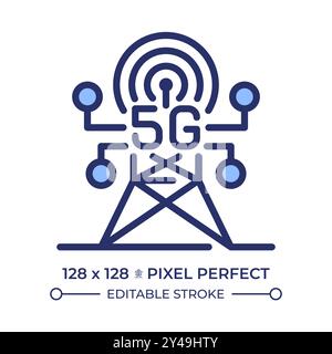 5G connectivity pixel perfect RGB color icon Stock Vector