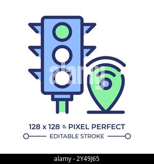 Traffic management systems pixel perfect RGB color icon Stock Vector