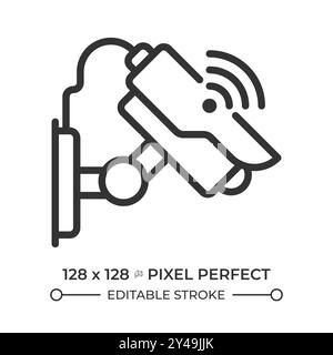 Smart security pixel perfect linear icon Stock Vector