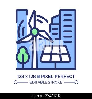 Renewable energy sources pixel perfect RGB color icon Stock Vector