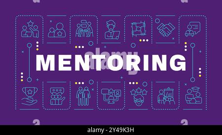 Mentorship dark purple word concept Stock Vector