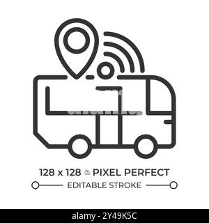 Public transit tracking pixel perfect linear icon Stock Vector