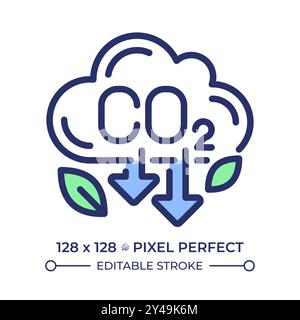 CO2 emissions pixel perfect RGB color icon Stock Vector