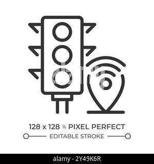 Traffic management systems pixel perfect linear icon Stock Vector