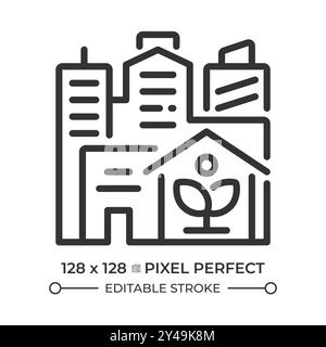 Urban farming pixel perfect linear icon Stock Vector