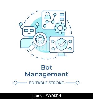 Bot management soft blue concept icon Stock Vector