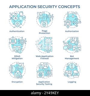 Application security soft blue concept icons Stock Vector
