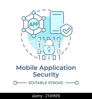Mobile application security soft blue concept icon Stock Vector