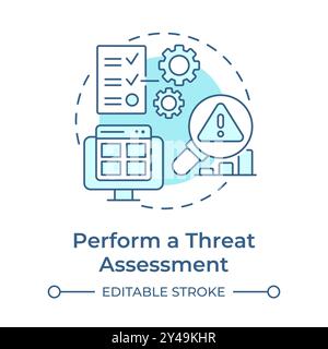 Perform a threat assessment soft blue concept icon Stock Vector