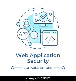 Web application security soft blue concept icon Stock Vector