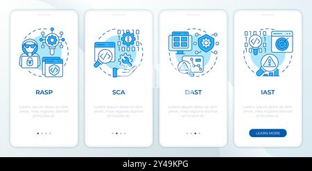 Software security tools blue onboarding mobile app screen Stock Vector