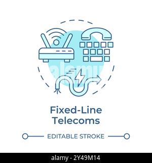 Fixed-line telecoms soft blue concept icon Stock Vector