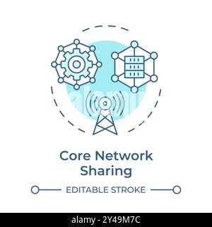 Core network sharing soft blue concept icon Stock Vector