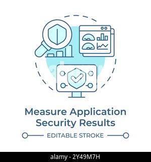 Measure application security results soft blue concept icon Stock Vector