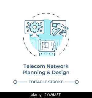 Telecom network planning and design soft blue concept icon Stock Vector