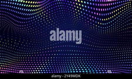 Abstract Digital Movement Background. Dotted Flowing Wave Colorful Backdrop. Stock Vector